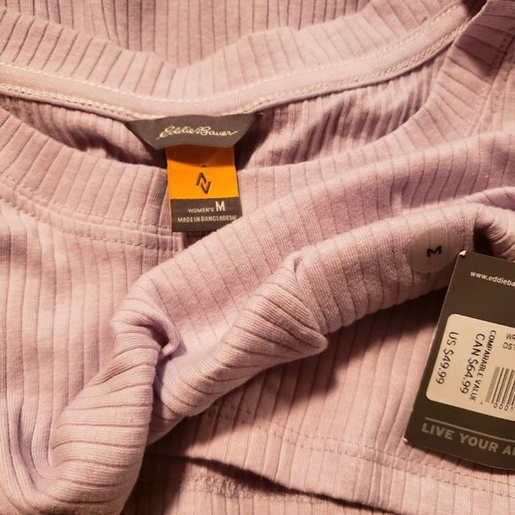 NWT Eddie Bauer rib long sleeved shirt lavender sz Medium - Picture 2 of 2